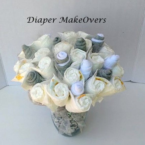 Diaper Bouquet Gender Neutral Baby Shower by DiaperMakeOvers