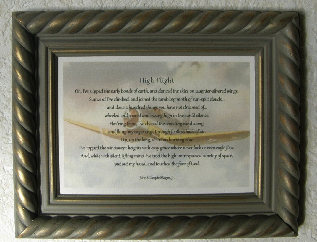 HIGH FLIGHT poem John Gillespie Magee Jr. by FramedBitsofWisdom