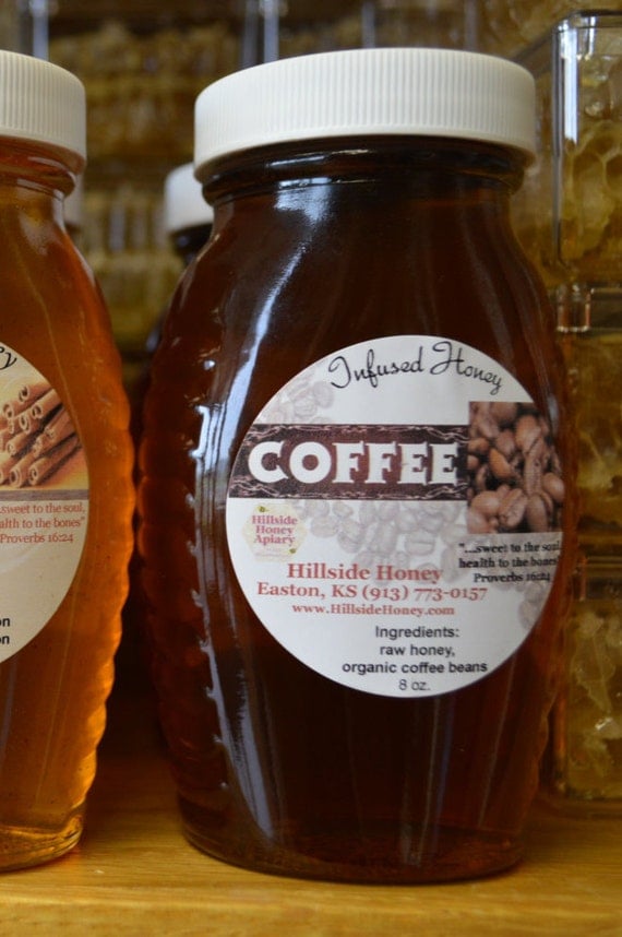 Coffee Infused raw honey with organic by HillsideHoneyApiary