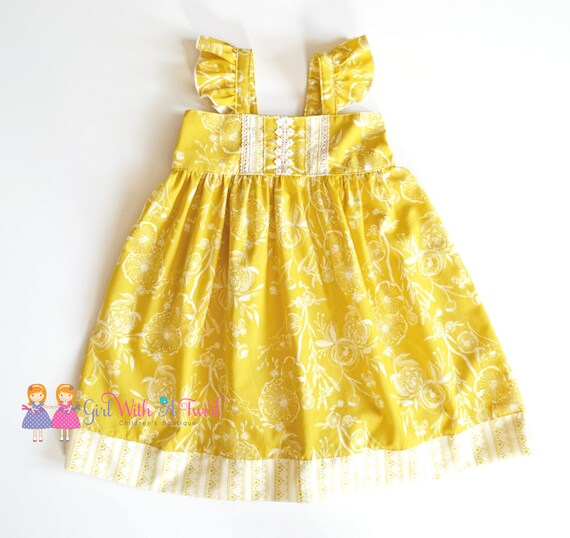 Baby Girls Dress Toddler Dress Mustard Yellow Dress Fall