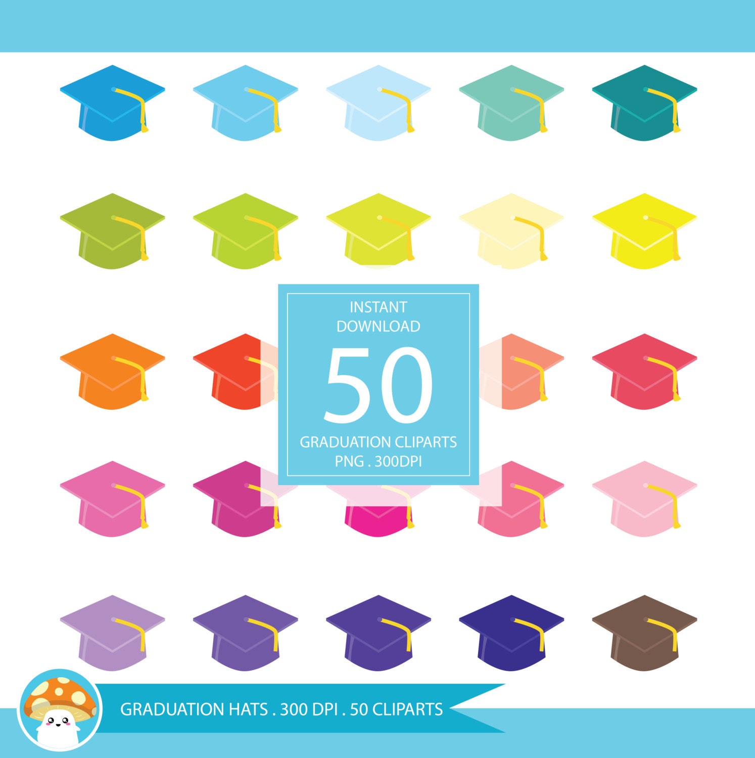 50 Rainbow Graduation Hat Clip art Graphics PNG graduate