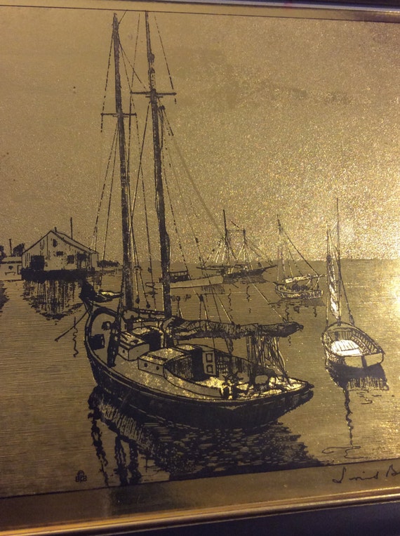 Lionel Barrymore Gold Foil Etching Quiet Waters