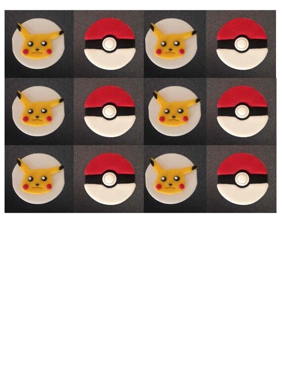 Pokeball/Pikachu Fondant Cupcake Toppers
