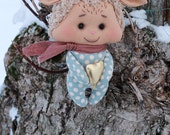 Valentines Day decorations- Woodland deer toy- Stuffed deer love shabby chic Hand made toy- Valentines Day gift gold heart plush golden