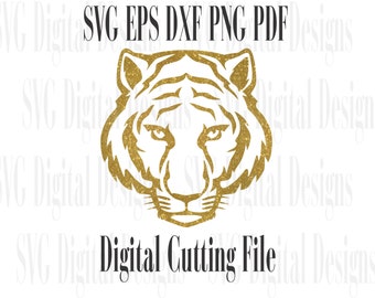 Tiger Svg Cut File - Tiger head Design Cutting file for Silhouette & Cricut - Svg Dxf Eps - Instant Download Tiger Vector