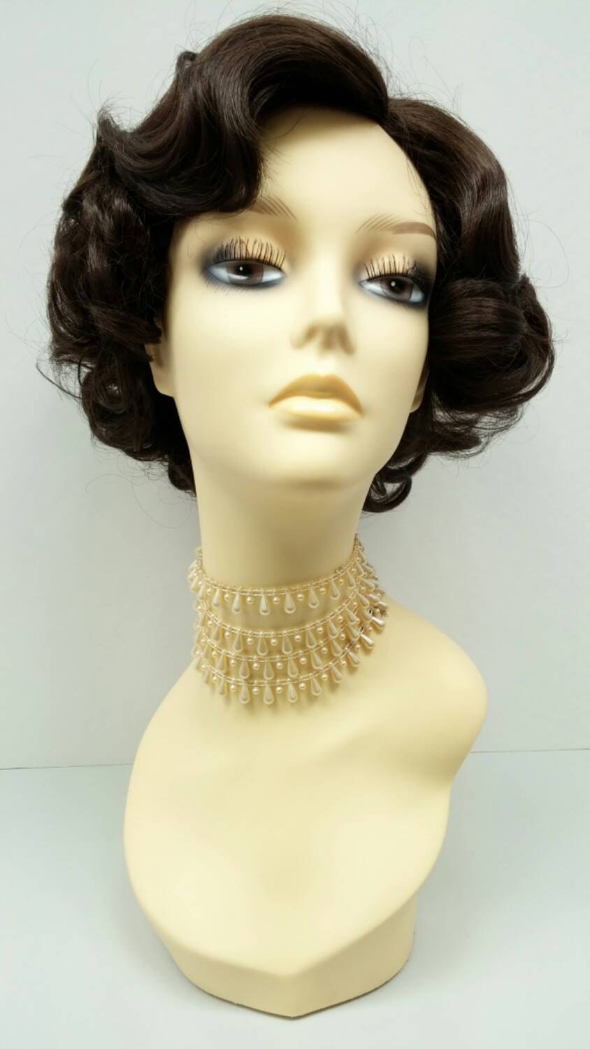 50's Style Short Brown Costume Wig. Cosplay Wig.