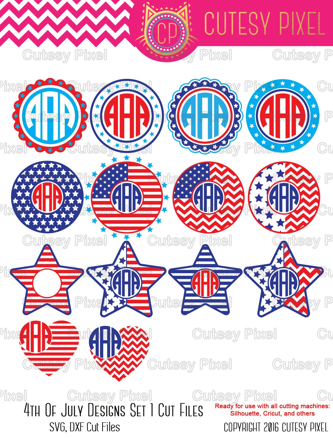 Download 4th of July Frames Svg cutting file patriotic patterns