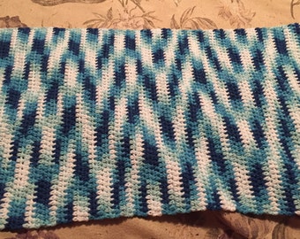 Hand Crocheted Dish Towels, Blue Tones