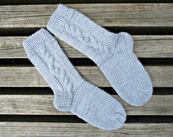 Hand Knit socks Wool knit socks Knitted socks Knit wool socks Birthday gift for women Winter knit socks Knit cable socks MADE TO ORDER