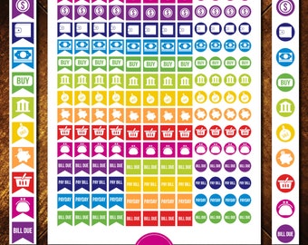 Pay Bill Planner Sticker, fits Erin Condren planner stickers, Bill Due Sticker, Payday Sticker, Rainbow Planner Sticker - ST126