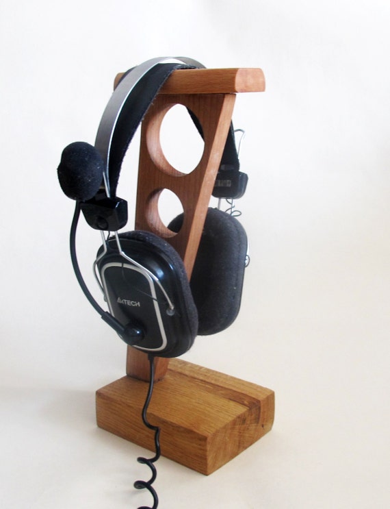 Wood Headphone Stand Wooden Headphone Holder Rustic by Vishemir
