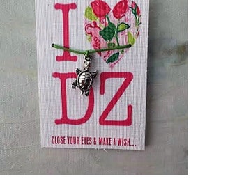 Delta Zeta Sorority Turtle Wish Bracelet~ Sorority Jewelry~ College Reunion ~ Go Greek~ Big Sis Lil Sis Reveal~ Pledge Class Gift~ Custom!
