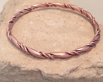 Copper bangle bracelet, twisted bangle bracelet, stackable copper bracelet, stackable bangle