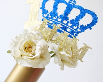 Royal Baby Shower Centerpiece - Prince Baby Shower - Little Prince Decorations -Royal Blue and Gold -Royal Baby Shower -Crown Centerpiece