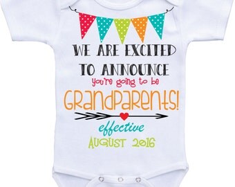 Pregnancy reveal to grandparents Pregnancy announcement Onesie Baby announcement ideas Pregnancy announcement grandparents announce onsie