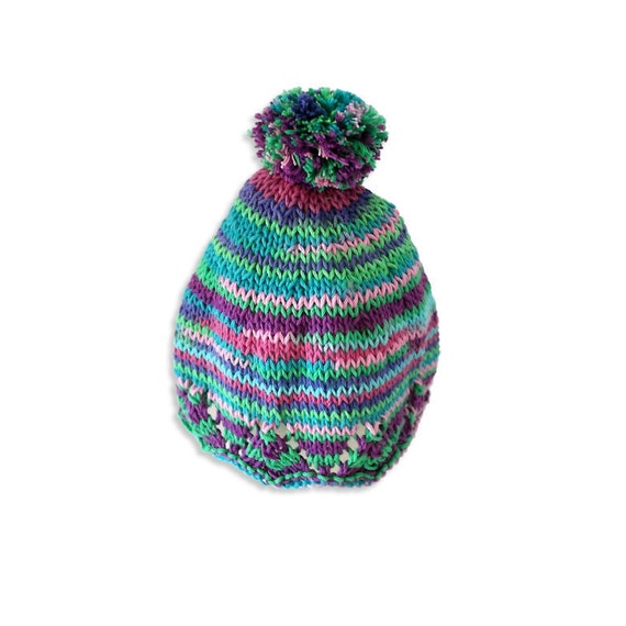 Baby bobble hat, Knitting pattern, Instant download, Baby knitting, Bonnet, B...