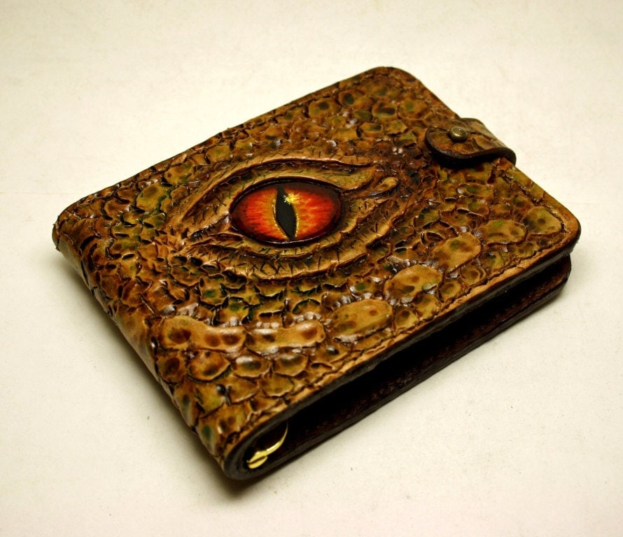 Hand-tooled leather wallet money clip carved money clip