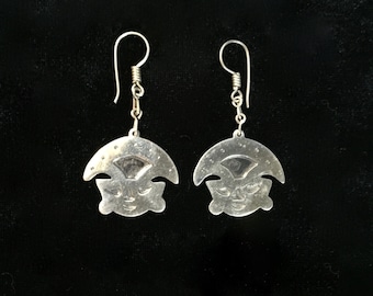 Tribal Face 925 Silver Earrings