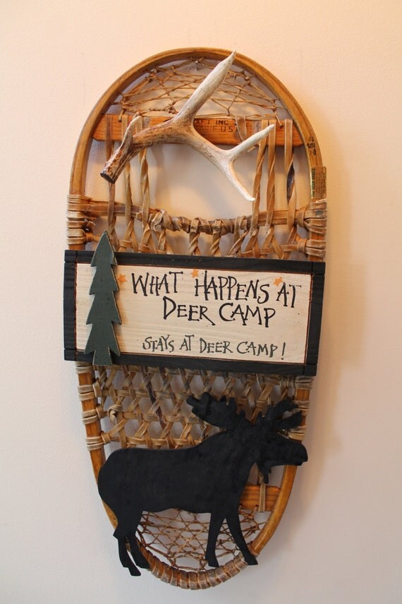 Snowshoe Wall Decoration Deer Camp Vintage by WildWoodBarkArt