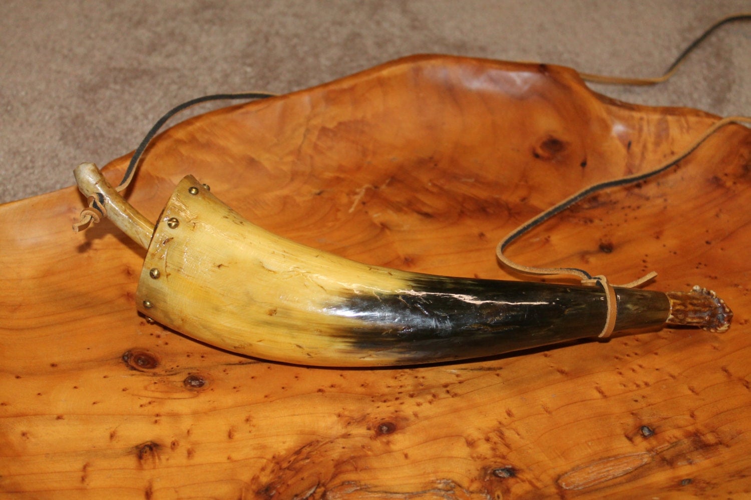 Hand Made Powder Horn Black Powder Horn Deer Antler Horn