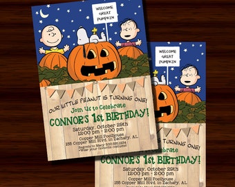 Great Pumpkin Invitation, Charlie Brown Great Pumpkin Invitation, First Birthday Invitation, 1st Birthday, Peanuts Invitation, Printable