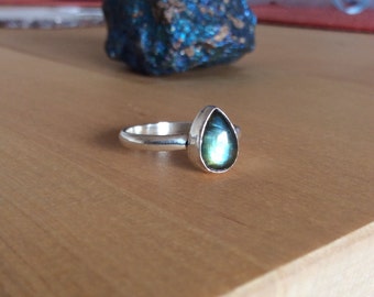 Labradorite Teardrop Sterling Silver Ring