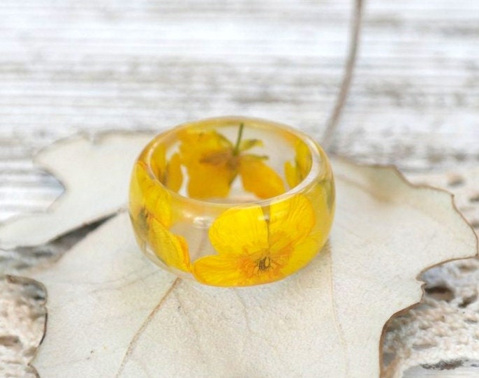 eco resin ringresin ring flowerResin by LovelinessNature on Etsy