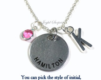 Hamilton Necklace, Musical Jewelry, Gift for Best Friend Music Theatre Director Stage Manager Charm Pendant Birthstone Initial Teenage girl