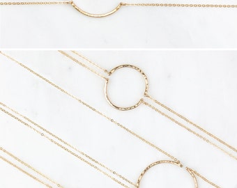 Friendship Necklaces - Dainty Curved Bar Necklaces, Sets of 2, 3 or 4 / 14k Gold Fill, Sterling Silver, Rose Gold Fill / GN190