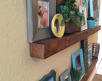Handcrafted Wooden Rustic Floating Shelves 72" Length, Can Be Made To Any Custom Length Upon Request.