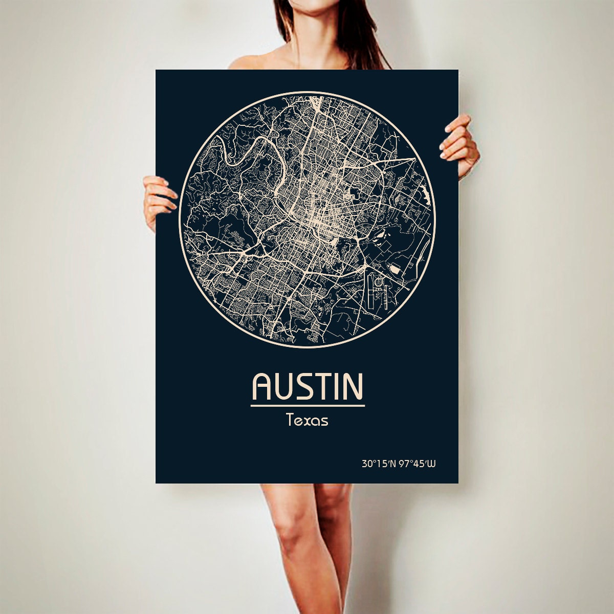 AUSTIN Texas Map POSTER City Map Austin Texas Art by ArchTravel