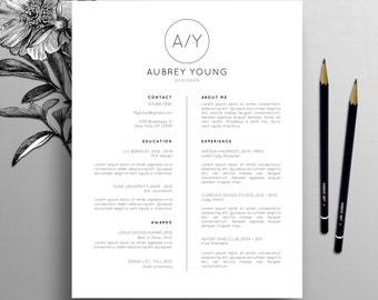 Professional Resume Template, Cover Letter Template, CV for Word + Pages US Letter & A4, Creative Resume Template, Instant Download, Aubrey