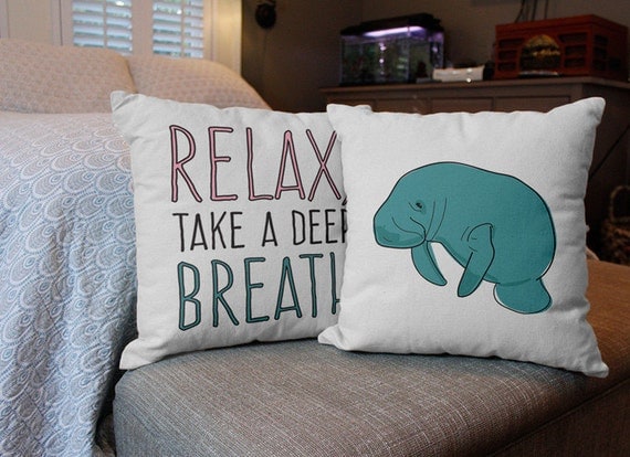 Relax Manatee 2pc Throw Pillow Cover/Cushion Set by MakeInUSA