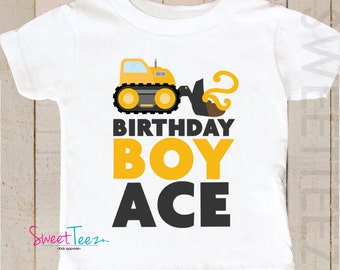 Construction Birthday Shirt Yellow Truck Personalized Age Boy Shirt Truck Digger Toddler