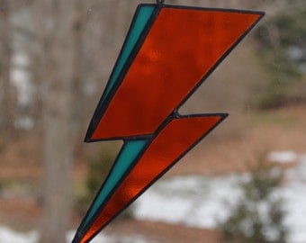 Stained Glass David Bowie Album Art Inspired Lightening Bolt Sun Catcher