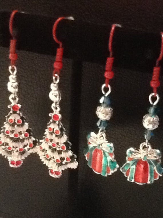 Items similar to Christmas Tree Earrings, Christmas Gift Earrings, Christmas Jewelry, Handmade