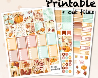 October Fall Kit with Silhouette Cut Files and JPEGs / Printable Planner Stickers / Erin Condren Life Planner