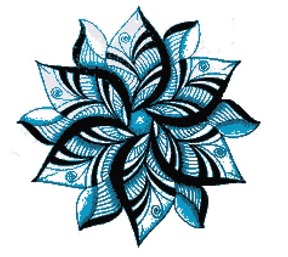 Download Adult Coloring Flower Cross Stitch Printable Needlework