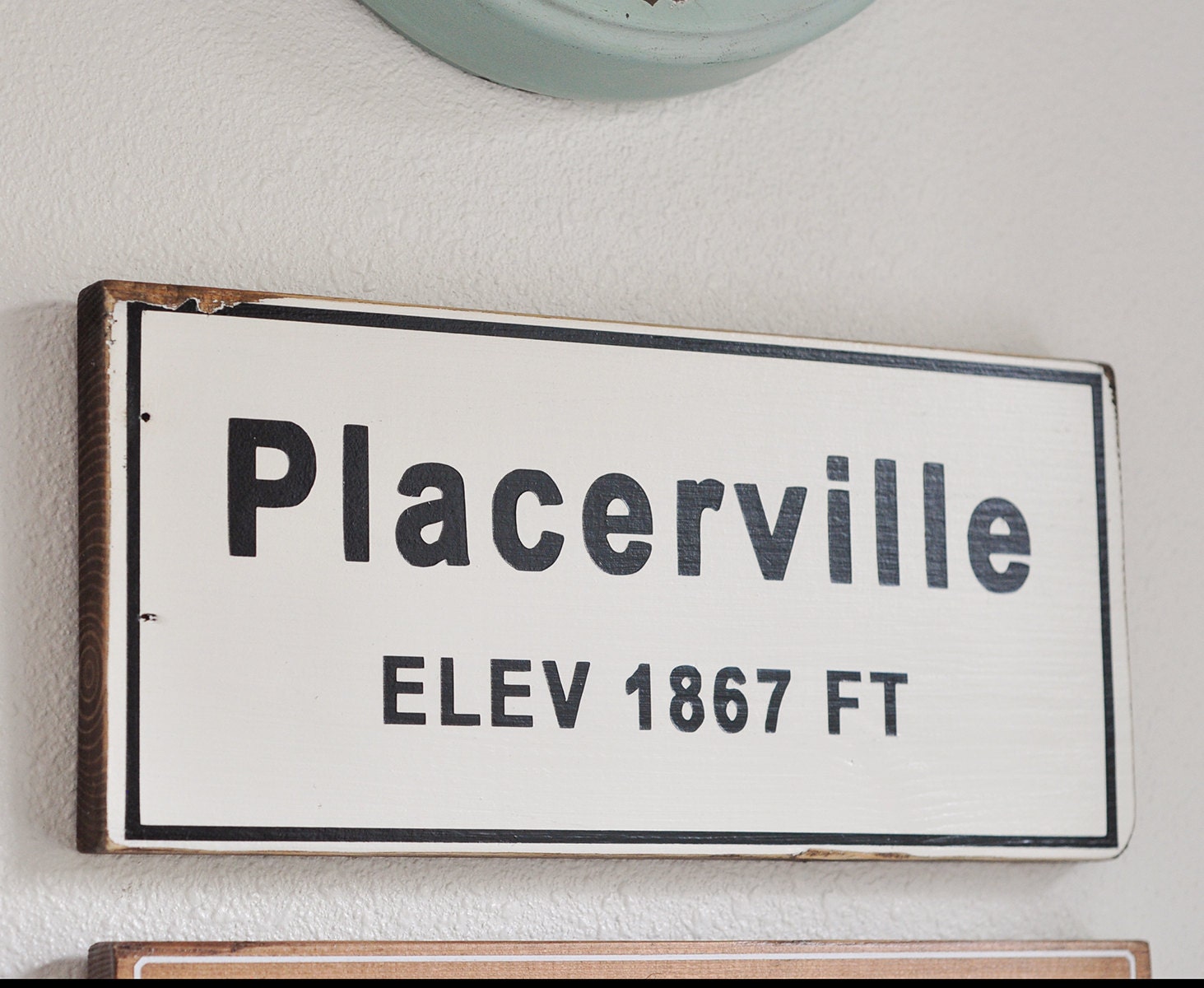 Town Sign with Elevation City Sign Rustic Wood Sign Custom