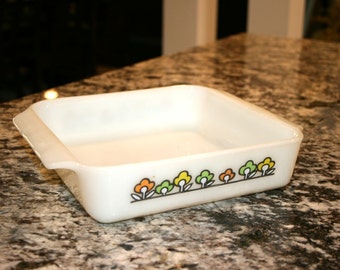 Anchor Hocking Fire King Oven Ware//Summerfield Pattern//8" Oven Dish//Vintage Oven Ware