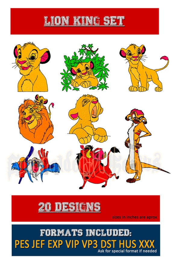 LION KING Embroidery Set 20 Designs Disney by EmbroideryGenius
