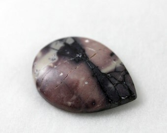 Porcelain Jasper (or Exotic Jasper) cabochon / Designer freeform cut / 27.25 X 20 X 5 mm / Mexico material, purple, pink and white cab118