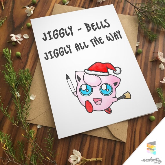 Jigglypuff Pun Christmas Greeting Card