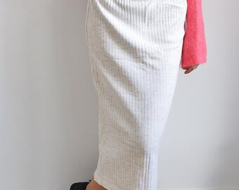 Vintage cream cotton pencil skirt