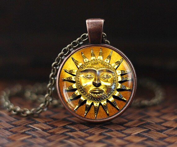 Sun pendant Antique style Sun Medieval necklace Ethnic Sun