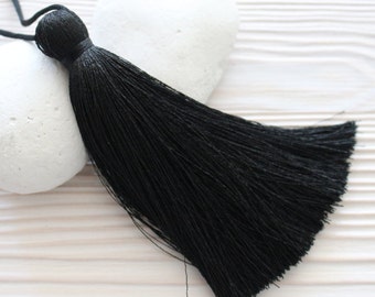Black silk tassel, extra thick tassel, large tassels, silk tassel, mala tassel, tassel, handmade tassels,decorative tassels,black tassel,N1