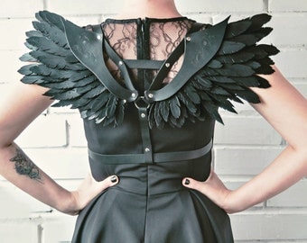 Women Harness, Women Leather Harness With Wings, Leather Wings, Leather Feathers