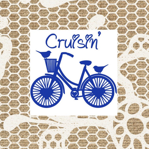Beach Cruiser Decal. Bike and Birds Sticker. Car by SirenaBeach