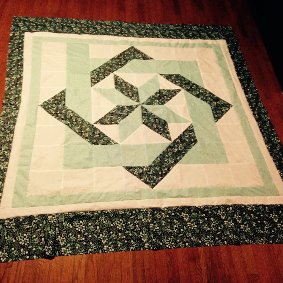 Chain Link fence quilt/full size chain link quilt/teal chain