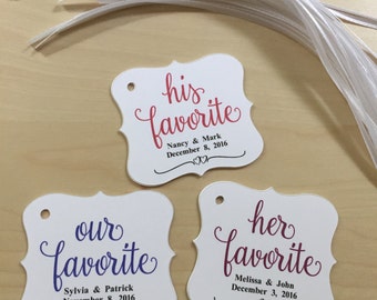 His Favorite Her Favorite Wedding Favor Tags,Our Favorite Wedding Tags, Custom Treat Favor Tags